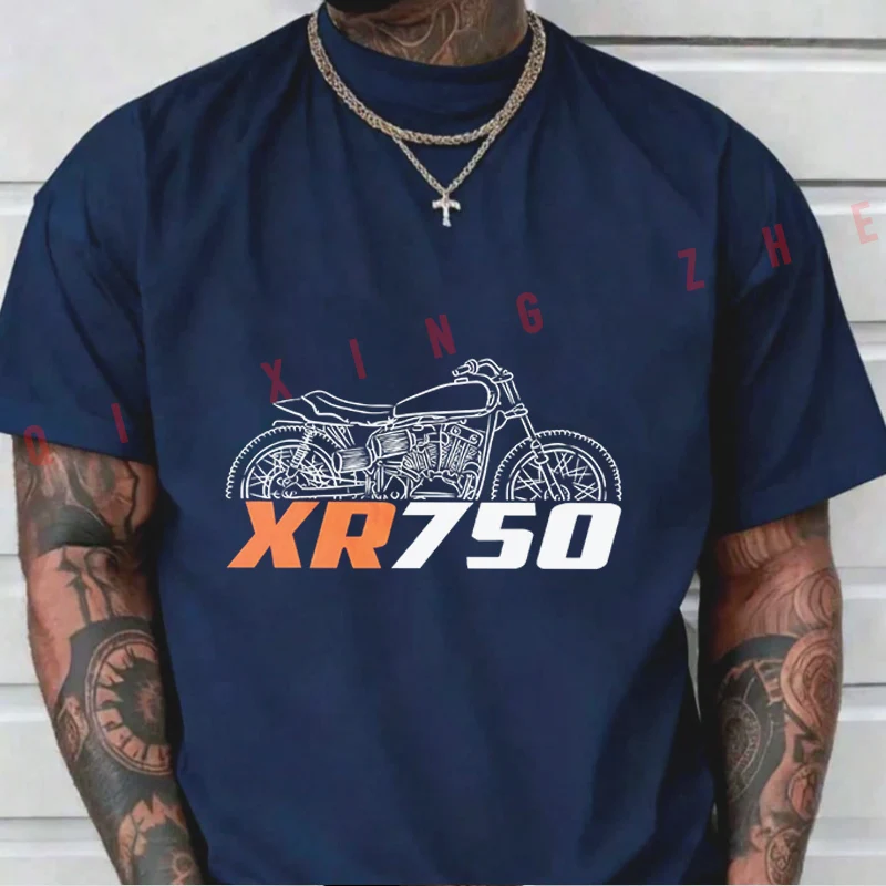 오토바이 라이더 XR750 1969-1978 팬 티셔츠 코튼 팬 남성 새로운 패션 여름 짧은 소매 인쇄 O 넥 티셔츠