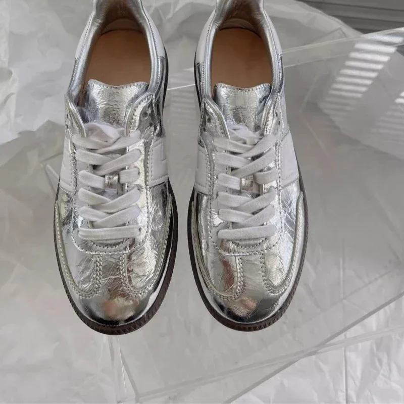 JUDY DO COUTURE WOMEN'S LEATHER SNEAKER - SILVER