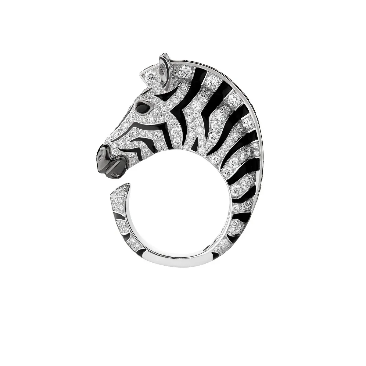 Pure 925 Sterling Silver Creative Black Animal Horse Zebra Ring For Women Fine Party Jewelry Gift