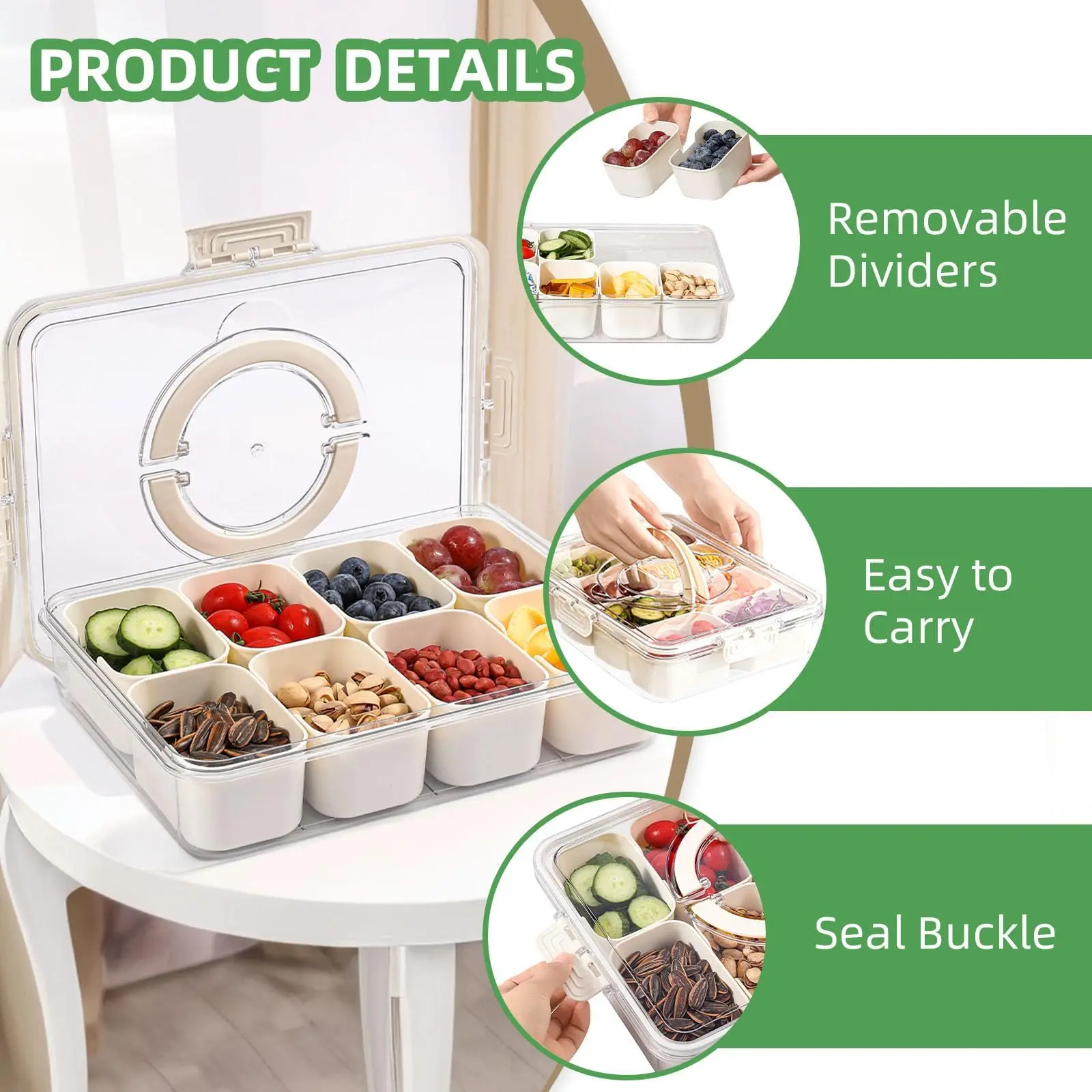 Separate Serving Trays With Lids And Handles Snack Containers Snack Boxes Tray Vegetable Tray Deli Boxes Candy Organizer