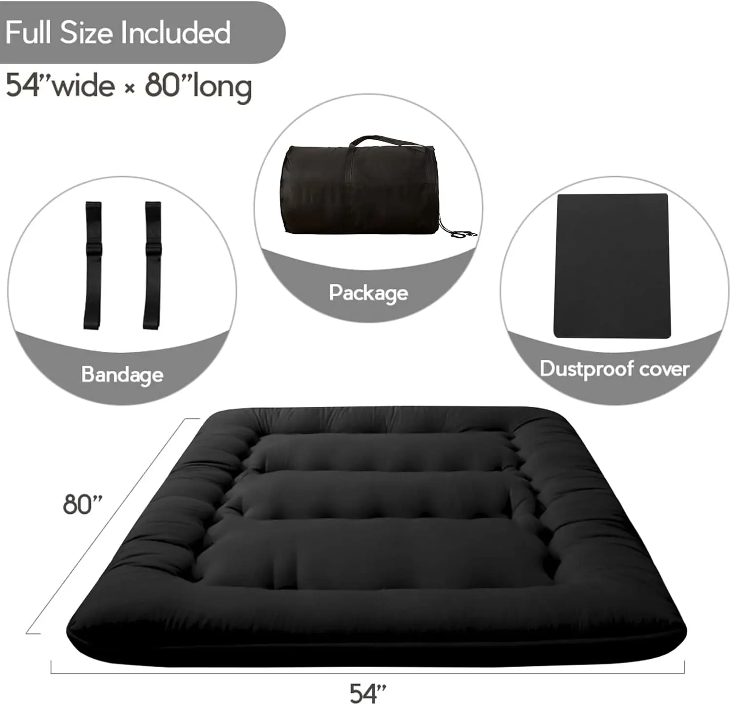 Japanese Floor Futon Mattress, 4" Thicken Tatami Mat Sleeping Pad Foldable Roll Up Boys Girls Dormitory Mattress Kids Lounger