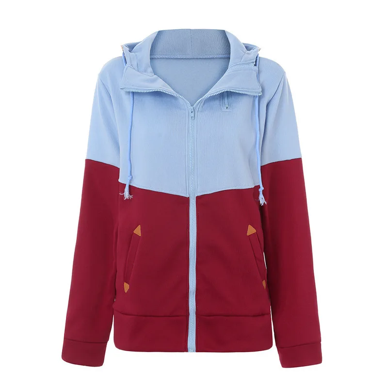 2023 Autumn Women Zipper Hooded Plush Sweatshirt Ladies Casual Patchwork Slim Womens Jackets Warm Long Style Buttocks Hoodies