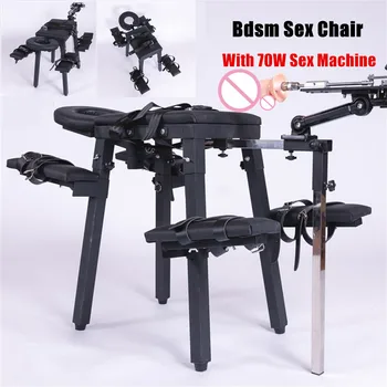 Panca per Obedienza con Macchina del Sesso a Spinta Automatica, Mobili BDSM Regolabili, Sedia con Contenimento Mani e Gambe, Giocattoli Erotici per Adulti