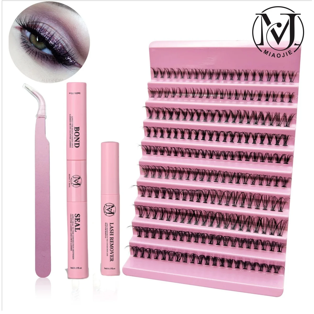 fake eyelashes DIY lashes extension kit 200 PCS clusters lash bond seal makeup tools