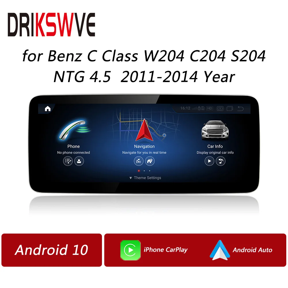 

DRIKSWVE Car Radio Android Auto Screen Snapdragon 8 Core Multimedia Player for Mercedes Benz C CLASS W204 C204 S204 2011-2014