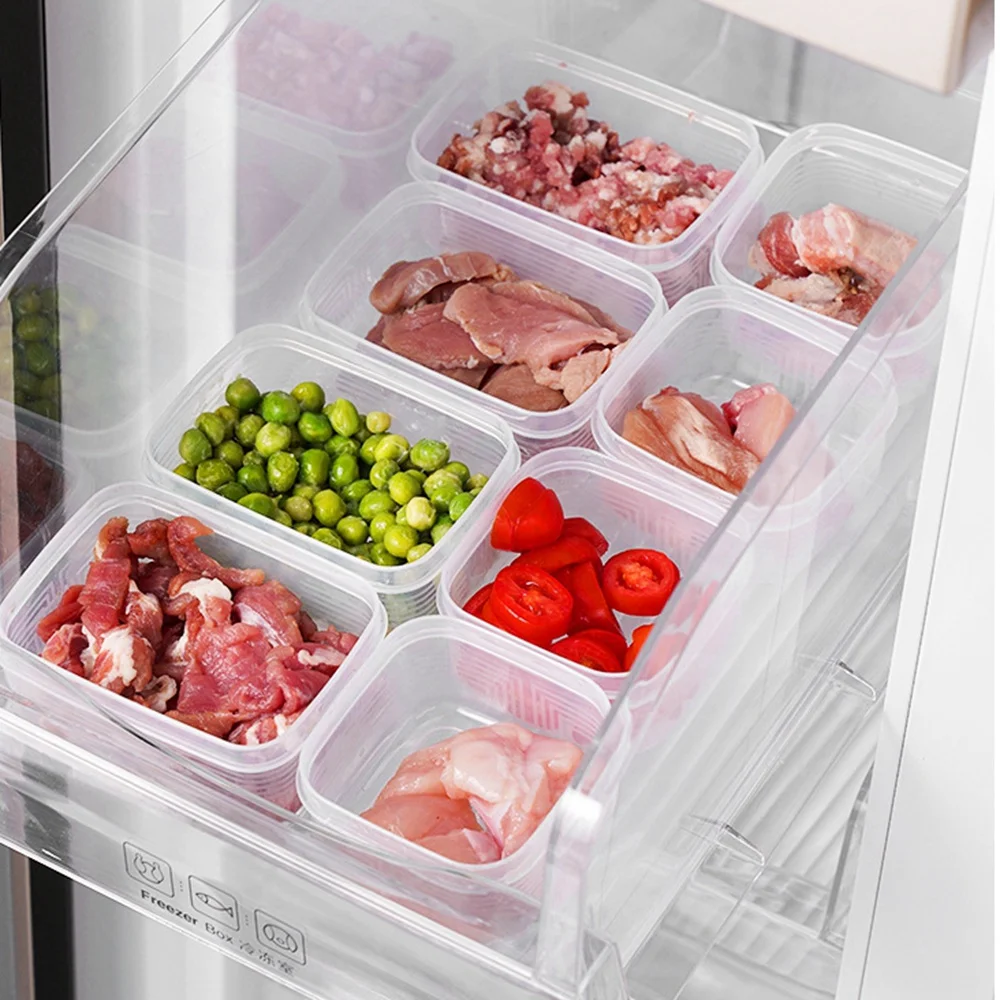 Frozen Food Fruit Storage Box Portable Compartment Refrigerator Freezer Organizers Sub-Packed Meat Onion Ginger Clear Crisper 4