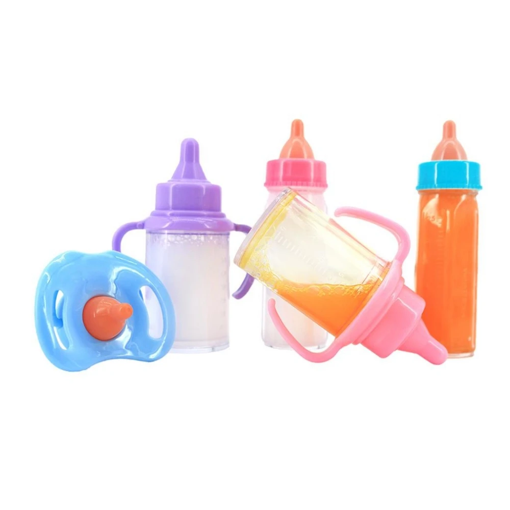 Disappearing Doll Feeding Set Baby Care Doll Feeding Toy Stroller 2pcs Milk And Juice Bottles With Toy Pacifier For Baby Doll 4
