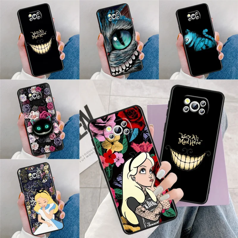Alice Nel Paese Delle Meraviglie Cat Per Xiaomi Poco F3 F4 F5 X3 X4 X6 X5 M4 M5 M6 C40 C50 C55 C65 Gt Pro S Custodia Per Telefono In Silicone Nero