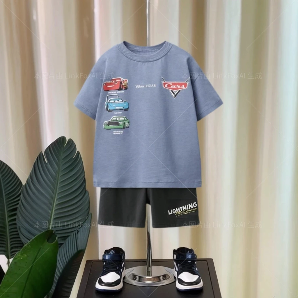 Description Picture 3 of itemCartoon Fashion Baby Boy Short Sleeved T-shirt Set 2024 Summer Clothing Loose Casual Children's T-shirt Two-piece Set