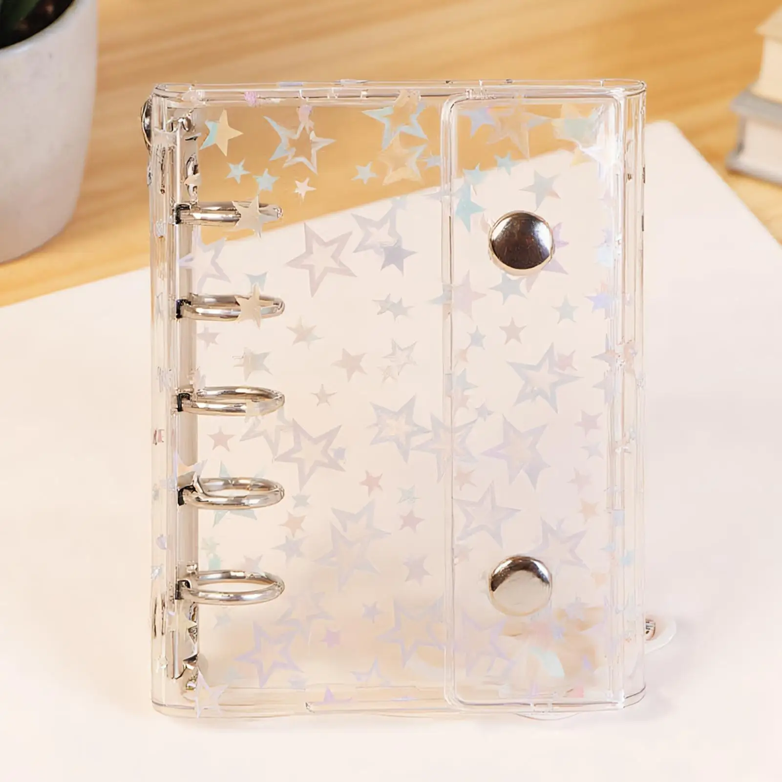 Transparent Sticker Book M5/A7 Tearable Stickers Binder Card Organizer Clear Sealing Sticker Organizer Binder Cover Star Pattern
