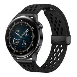 Premium Leather Magnetic Watch Strap - 20mm/22mm Band, Elegant and Versatile Bracelet Accessory - 22mm (Black)