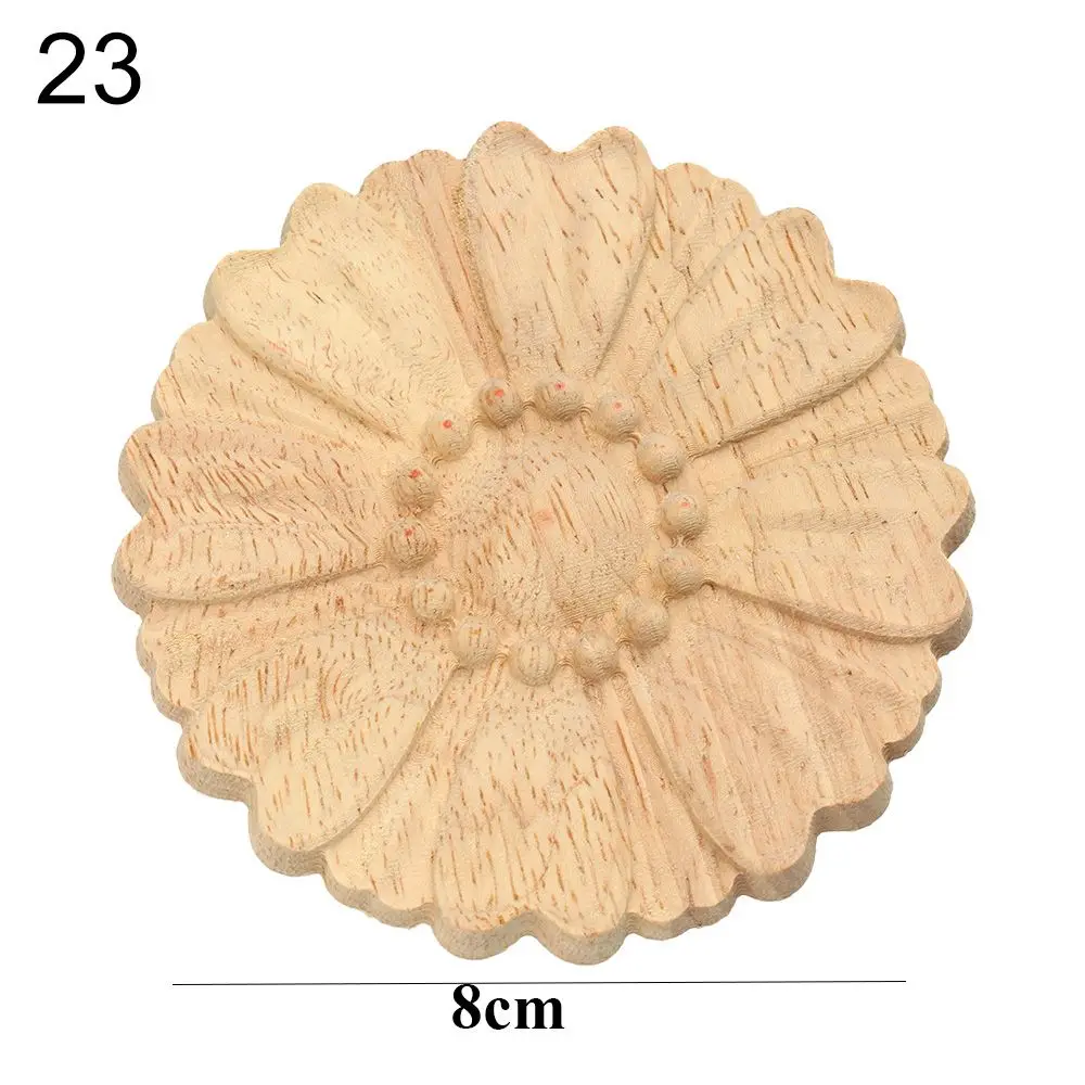 Natural Floral Carved Wooden Decorative Figurine Craft Frame and Corner Applique