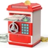 TEMI Toy Saving Bank. Electronic, Password-Protected. Auto-Scroll For Paper Money. Ldeal Gift For Kids 3+ (Red). 6