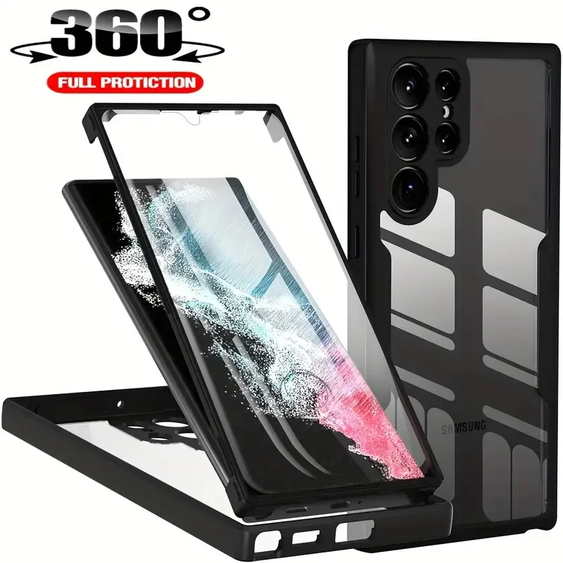 360 Full Body Screen Protector Transparent Case For Samsung Galaxy S25 S24 S23 Ultra S22 S21FE A56 A55 A54 A53 A52 Phone Cover