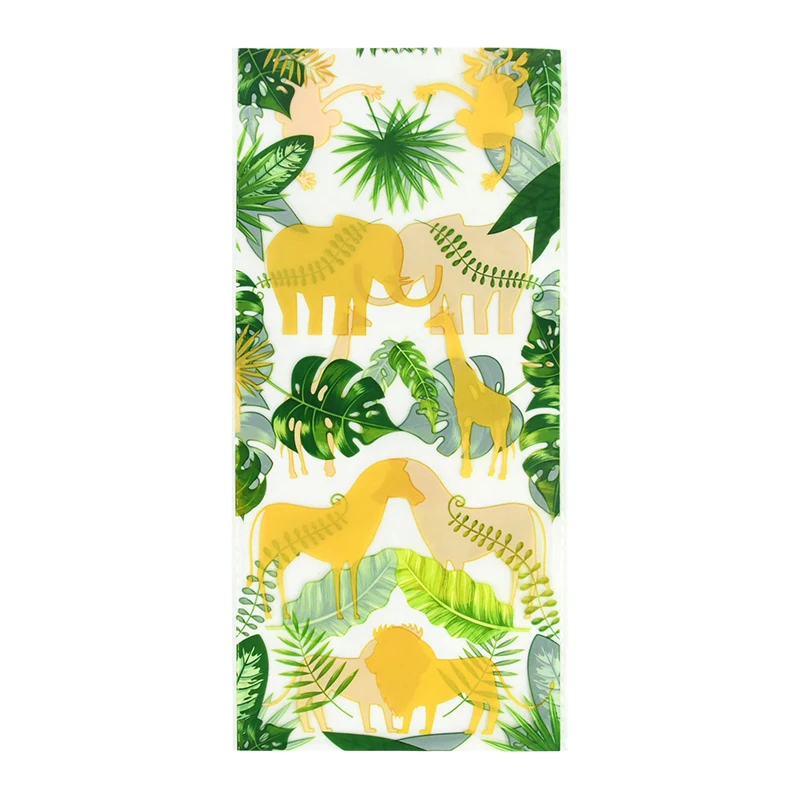 20 Stück Palmblätter Tiermuster Süßigkeiten Geschenktüte Dschungel Safari Kindergeburtstag Gastgeschenke Babyparty Kekse Snackbeutel Wild One – Detail 3
