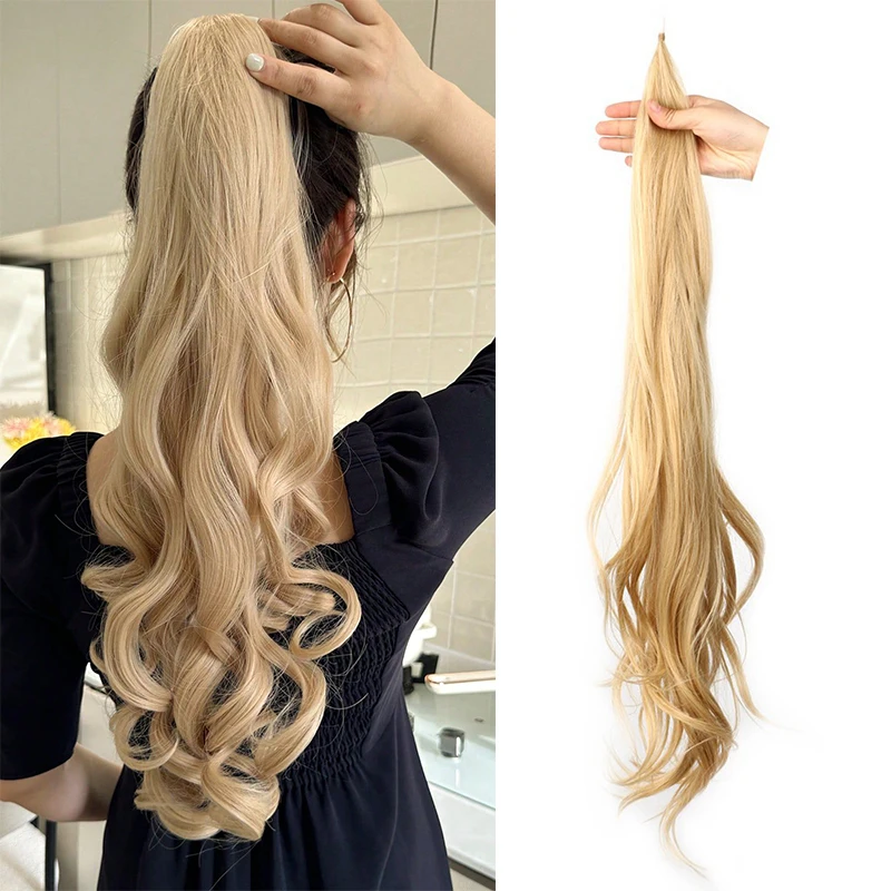 

Long Ponytail Hair Flexible Wrap Around Hairpiece Ponytail Extension for Black Women 32inch Synthetic Fake Pony Tail Hair