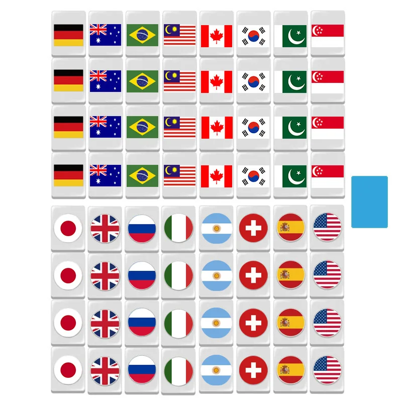 Kid Mini TikTok 64+1 Block Seaside Escape Mahjong Game with Pattern Flag vs Ball Relax Time 1 2 3 4 Players Puzzle Game Toy Gift 5