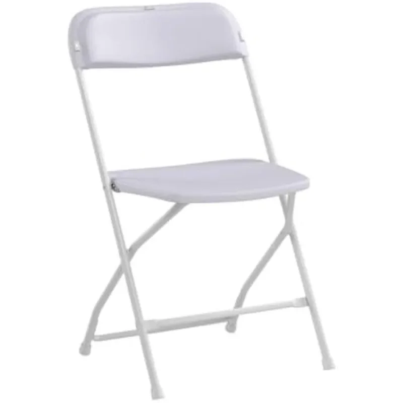 Description Picture 6 of itemZHENXIANG White Plastic Folding Chair, Indoor Outdoor Portable Stackable Commercial Seat with Steel Frame 350lb  Dinning Table