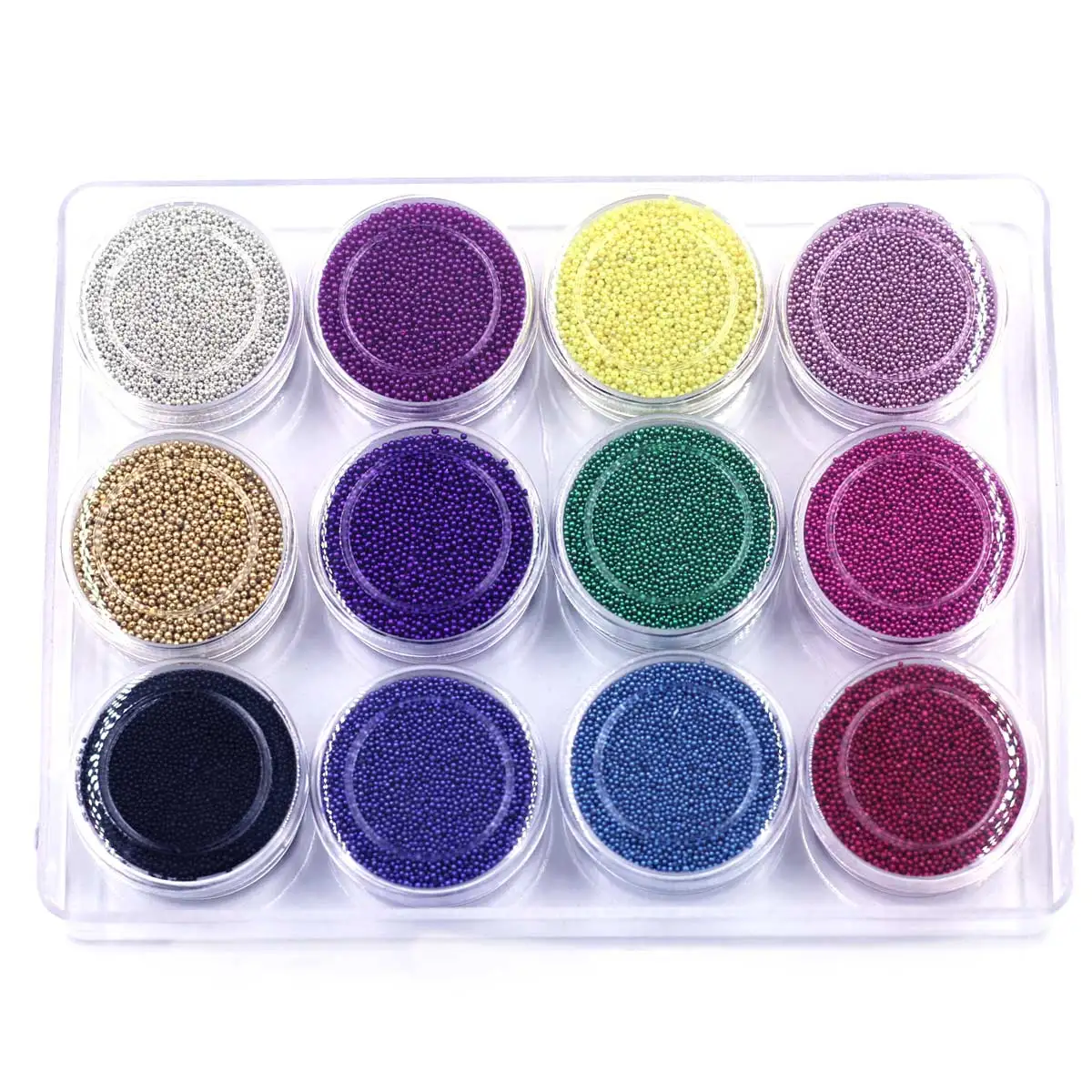 Set of Caviar Beads Glass Micro Seed Bead No Hole 12 Color with Box DIY Jewelry Crafts Decoration Accessories Nail Art Materials