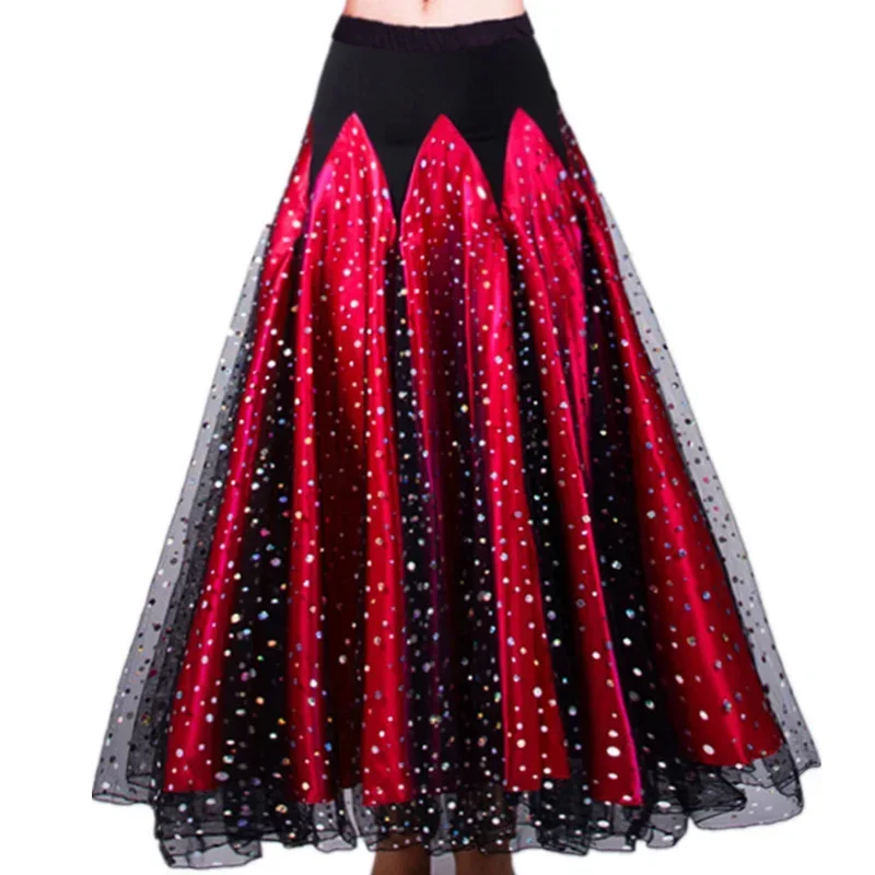 Jupe Swing 720° à Paillettes Pour Danse De Salon - Robe Longue Flamenco Pour Valse, Pratique, Spectacle - Vert, Taille XL - 6