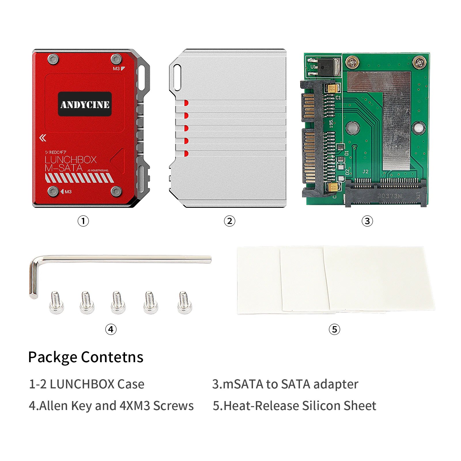 Dissipação de Calor Msats para Sata Liga de Alumínio para Atmos Andycine Lancheira Disco Rígido Caixa Gabinete Ninja v Ssd Case - Image 4