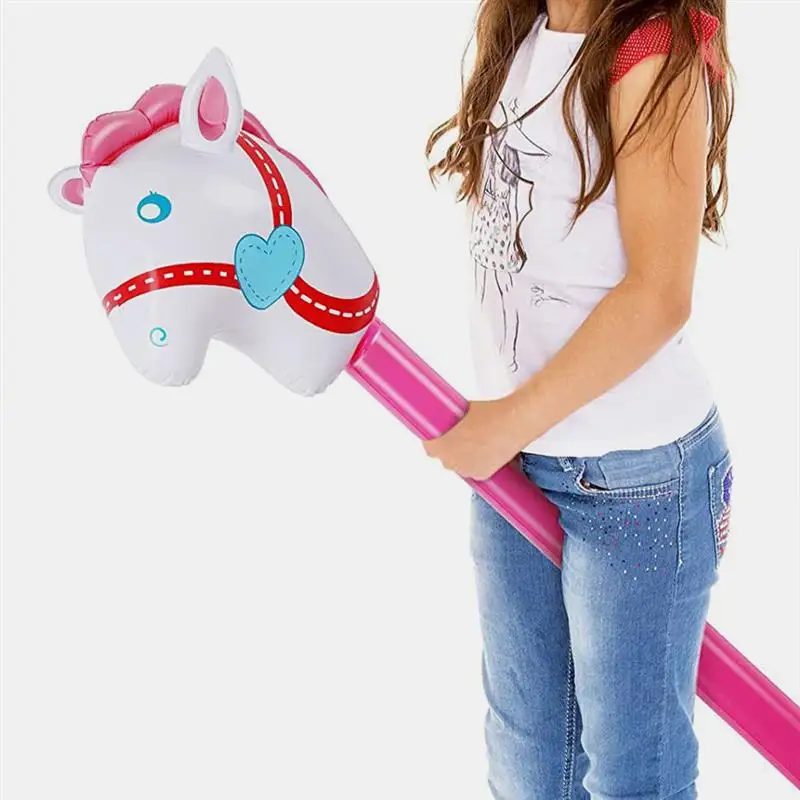 3pcs Hot Sale Inflatable Stick Horse Head Pony Stick Balloon Cowboy Cowgirl Farm Animal Themed Birthday Party Decor Gift Toy