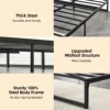 6 Inches High Metal Platform Queen Size Bed Frame, Mattress Foundation, Metal Slat Support, No Box Spring Needed 5
