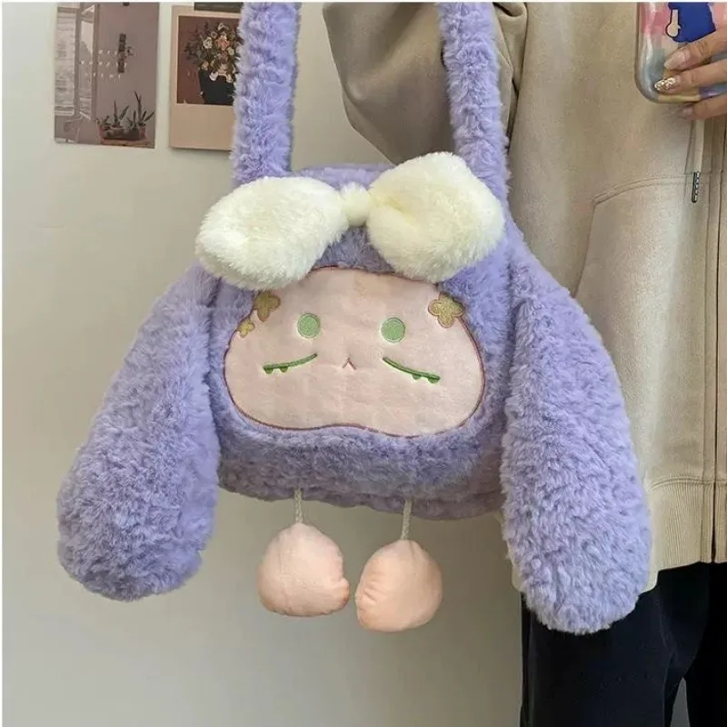 Xiuya Cute Cartoon Womens Shoulder Bag Plush Fluffy Doll Lolita Jk Harajuku Fashion Armpit Bag Exquisite Female Kawaii Handbag