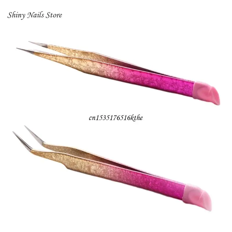 

Double Ended Silicone Art Tweezers with Pressing Head Stickers Rhinestones Pick Up Clip Eyelash Extension Dropship