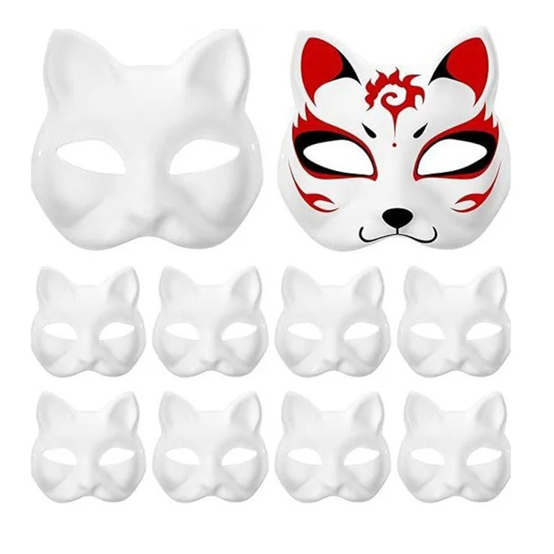 3/5PCS Paper Cat Fox Animal Masks for Crafts Room Decor