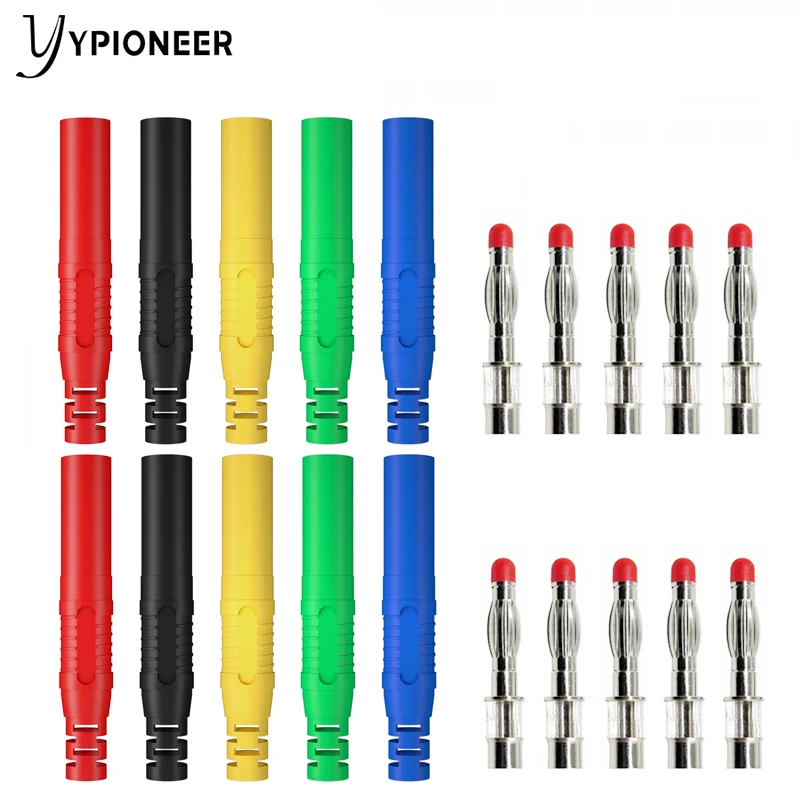 

YPioneer P3013 Insulated Safety Shrouded 4mm Banana Plugs Solder DIY Connectors Adapters for Electrical Testing