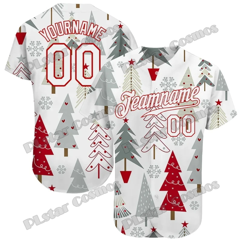 Rot Rot-Weiß Frohe Weihnachten Benutzerdefinierte Muster 3D Gedruckt Mode männer Baseball Jersey Casual Hip Hop Baseball Hemd BQW15 – Detail 8
