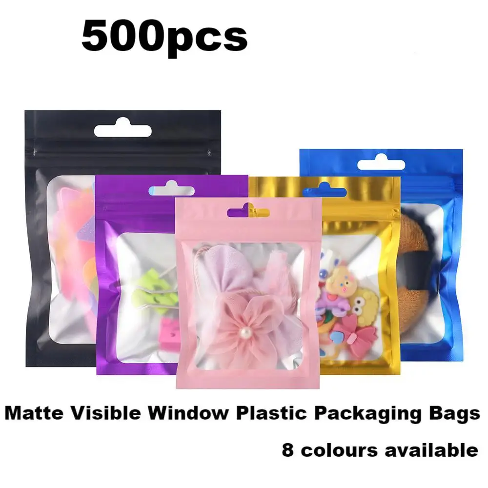 Matte Reißverschluss-Plastikbeutel mit Selbstverschluss Wiederverwendbare Zubehör- und Schmuckkarten-Verpackungen mit Sichtfenster für Elektronikzubehör