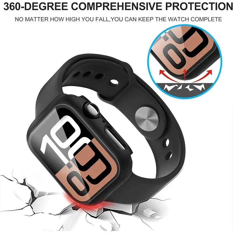 Enhanced Tempered Glass Apple Watch Screen Protector Case - Matte Hard PC Bumper Cover