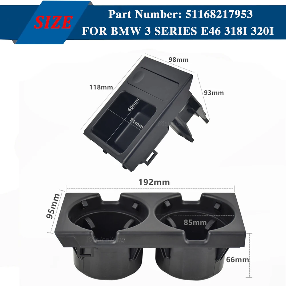 고품질 자동차 센터 콘솔 물컵 홀더, 음료수 병 홀더, 동전 트레이, Bmw 3 시리즈 E46 318I 320I 98-06 51168217953