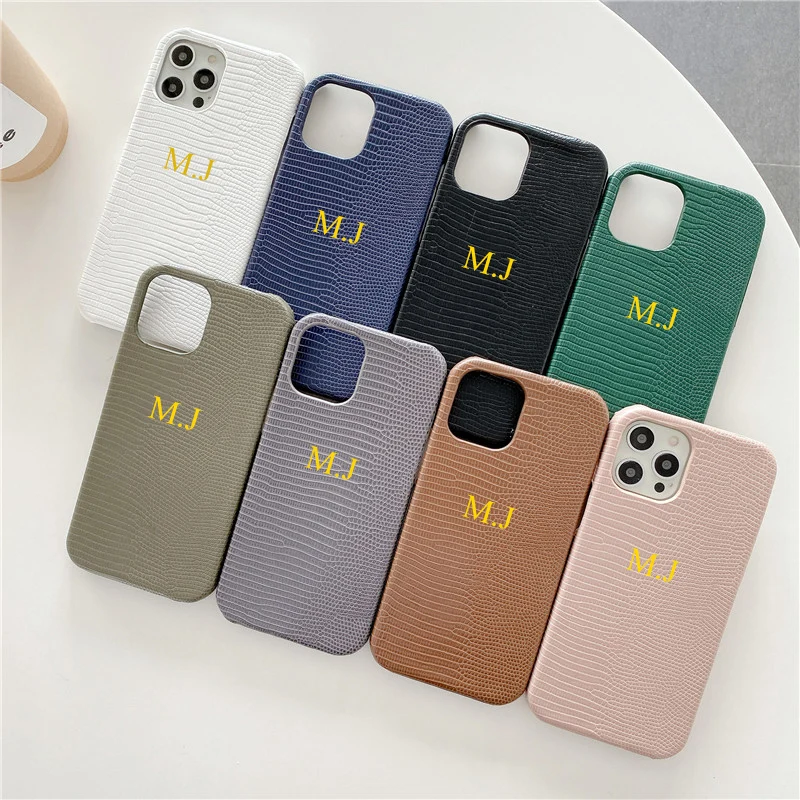 Varsity Initials Personalised Leather iPhone Case – Coverlab