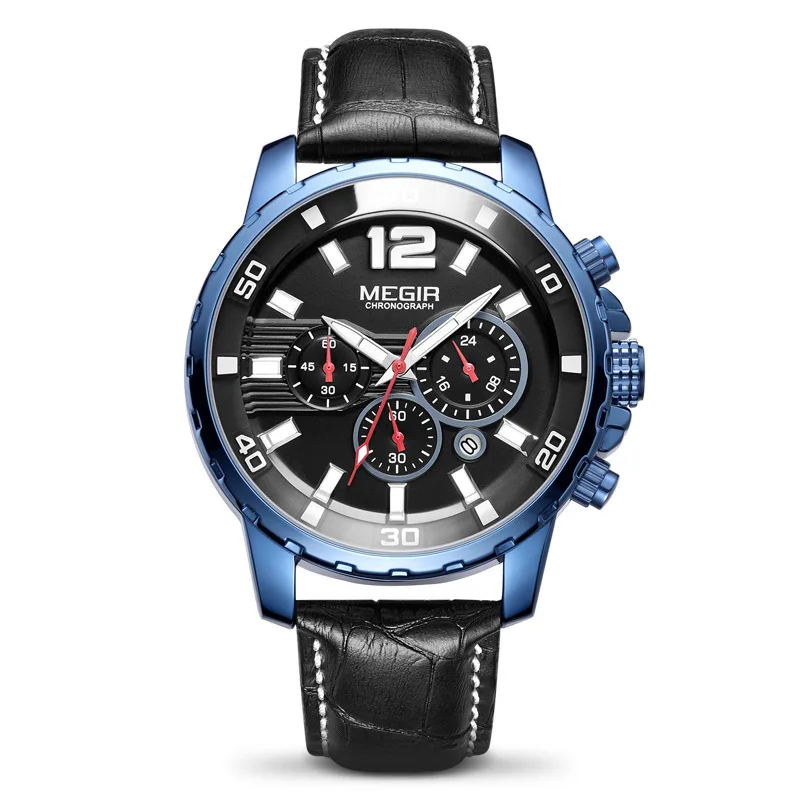 

Business Quartz Watch for Men Brand Luxury Megir Men's Watch Multi-function Chronograph Waterproof Steel Band Relogio Masculino