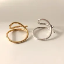 

925 Sterling Silver Ring Personality Simple Curve Open Adjustable Gifts For Women Geometry Engagement 2022 Trend Jewellery