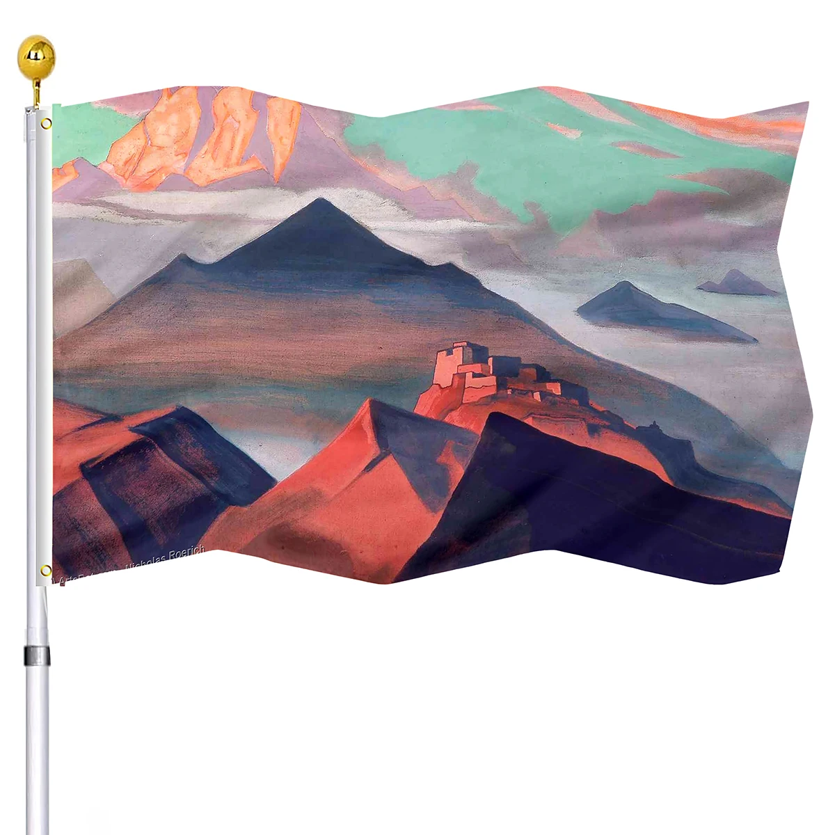 

Mountains Flag Double Stitched Art Paintings Flags Banners with Brass Grommets House Indoor Porch Outdoor Decor for Women Men