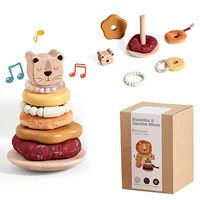 Montessori Stacking Wooden Tower Baby Stacking Puzzle Toys Safety and Environmental Protection Colored Children's Block Toys 1