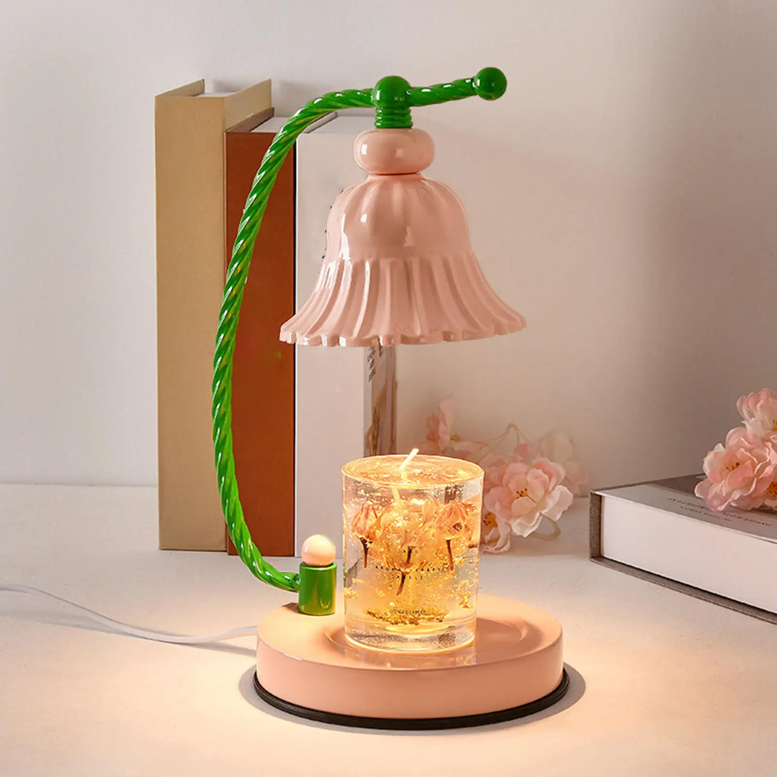 

Romantic Pink Candle Warmer Lamp Electric Wax Candle Melt Table Light Creative Essential Oil Diffuser Dimmable Aromatherapy Lamp