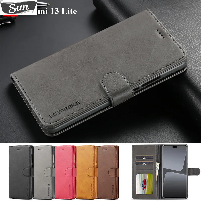 

Кожаный Винтажный чехол для телефона Xiao mi 13 Lite, чехол для Xiaomi Mi 13 Lite, чехол с откидной крышкой на магните, чехол для Mi13 Lite