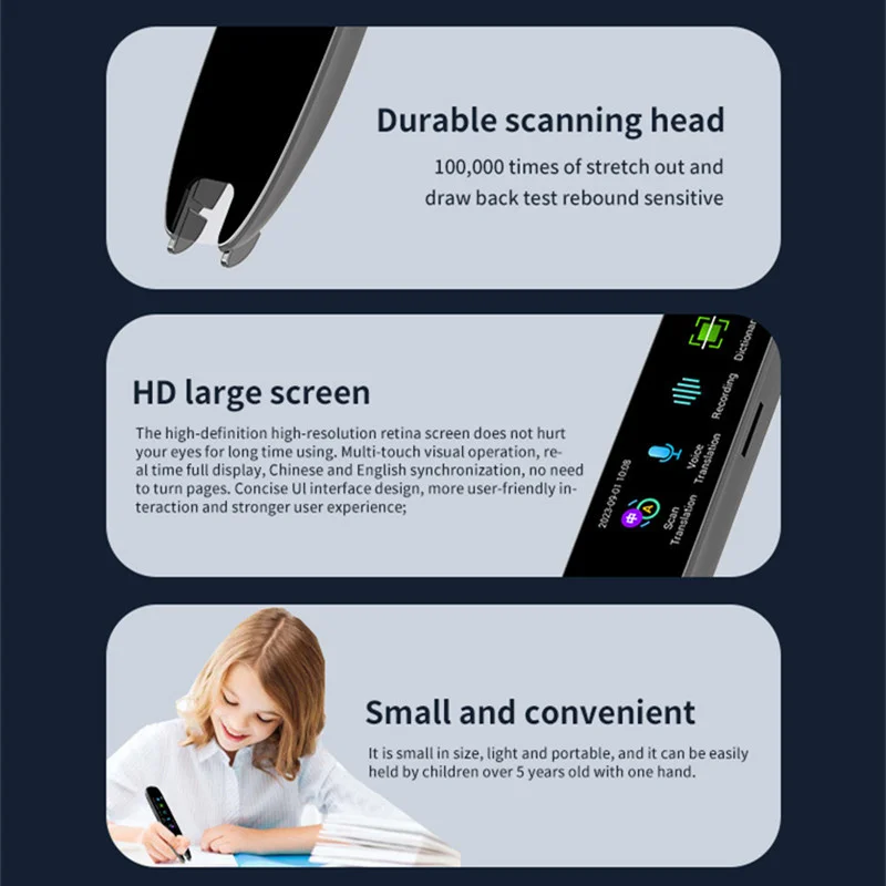 Voice Translator Language Translator Translation Pen A26 Scan Translation Pen Exam Reader Voice Language Translator Device with Touchscreen WiFi/Hotspot Connection/Offline Function