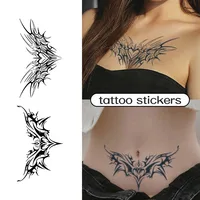 1pc Charming Tattoo Stickers Waterproof Lasting One To Two Weeks For Girls Belly Chest Back Waist Non-Reflective Thorn Cyan 1