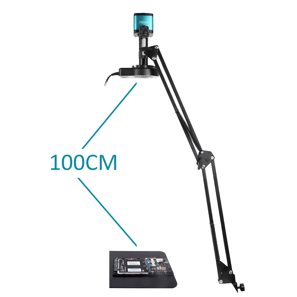 48MP 4K 1080P HDMI USB Industrial Video Digital Microscope Camera 150X Zoom C Mount Lens Cantilever stand For Repair Soldering 4