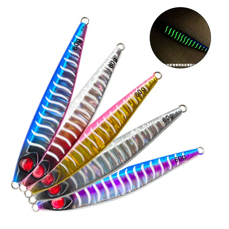 

AS Shore Cast Jig 40g60g80g Speed Pesca Sinking Glow Offshore Fast Jig Hook Spoon Metal Jigging Fishing Artificial Bait Angler