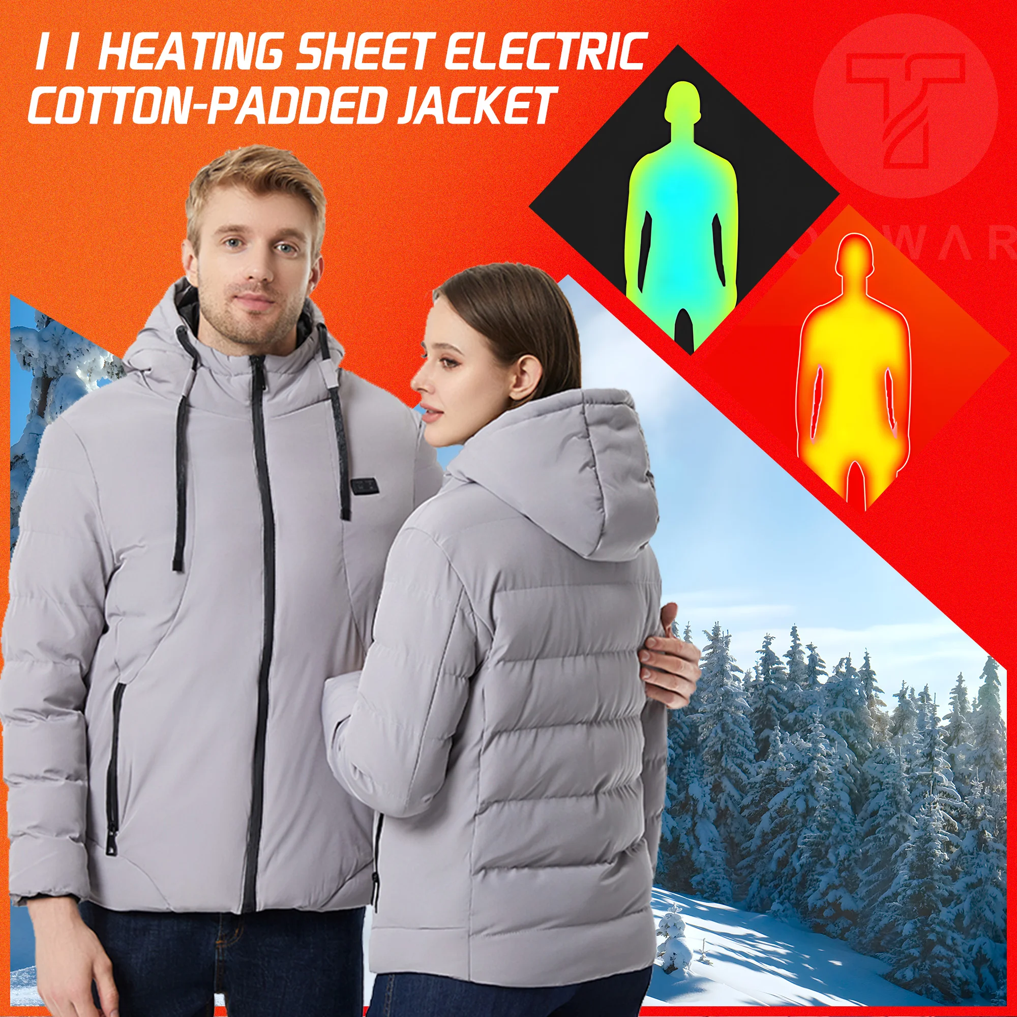 Heated Jacket Winter Motorcycle Jacket USB Electric Heating Hooded Camping Warm Heated Clothe heated jacket