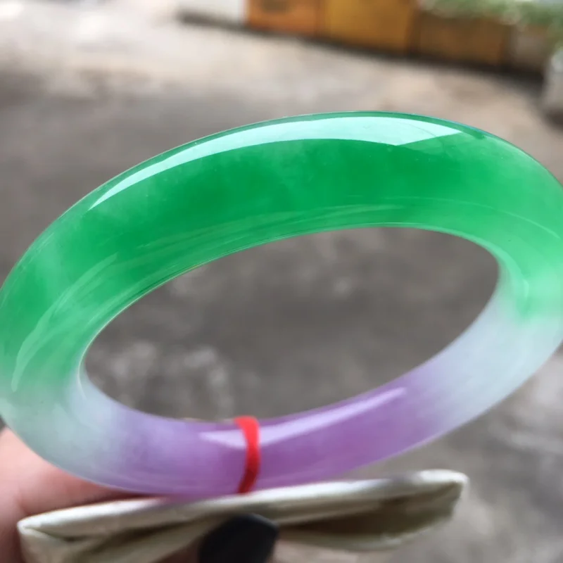 

Send Certificate Real Myanmar Purple Green Jadeite Round Bangle Women Fine Jewelry Genuine Natural Burma Certified Jade Bangles