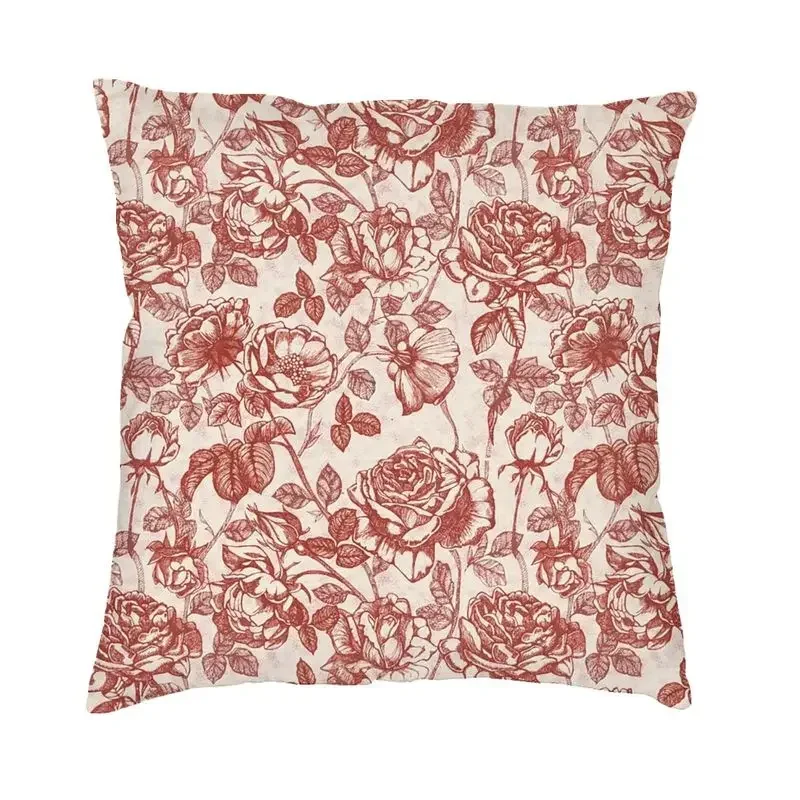 

Toile De Jouy Roses Cushion Covers Sofa Decoration French Classic Square Throw Pillow Cover 40x40