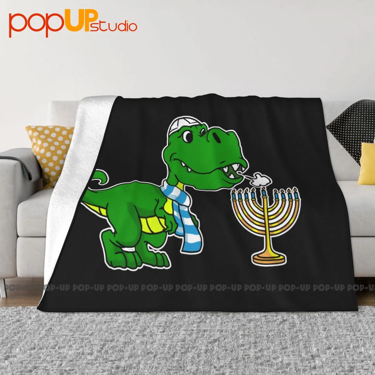 Trex Dinosaur Menorah Happy Hanukah Coperta Copriletto Casual Plus Coperta Da Campeggio In Visone In Pelliccia Sintetica Di Velluto